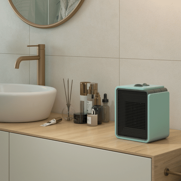 Aeroterma electrica cu termostat, Olimpia Splendid, Caldo Cubic, 1800 W, turcoaz