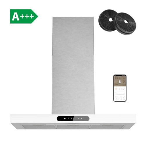 Hota de perete Smart tip T, Ciarra, CBCW9102-OW, 650 m³/h, 90 cm, Wi-Fi, alb