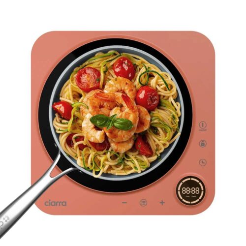 Plita electrica cu inductie, Ciarra, Donut Orangina, 1 zona, portocaliu