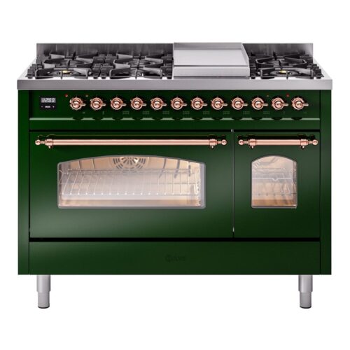 Aragaz, ILVE, Nostalgie, 120 cm, 6 arzatoare, Fry Top, 2 cuptoare electrice, emerald green/copper