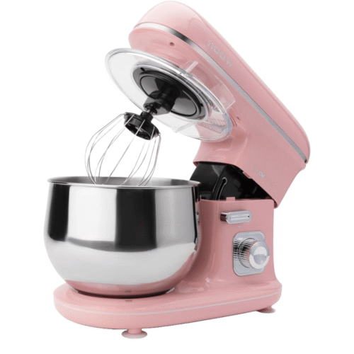 Mixer cu bol, Clatronic, Retro, 5 litri, 1100 W, roz pastel
