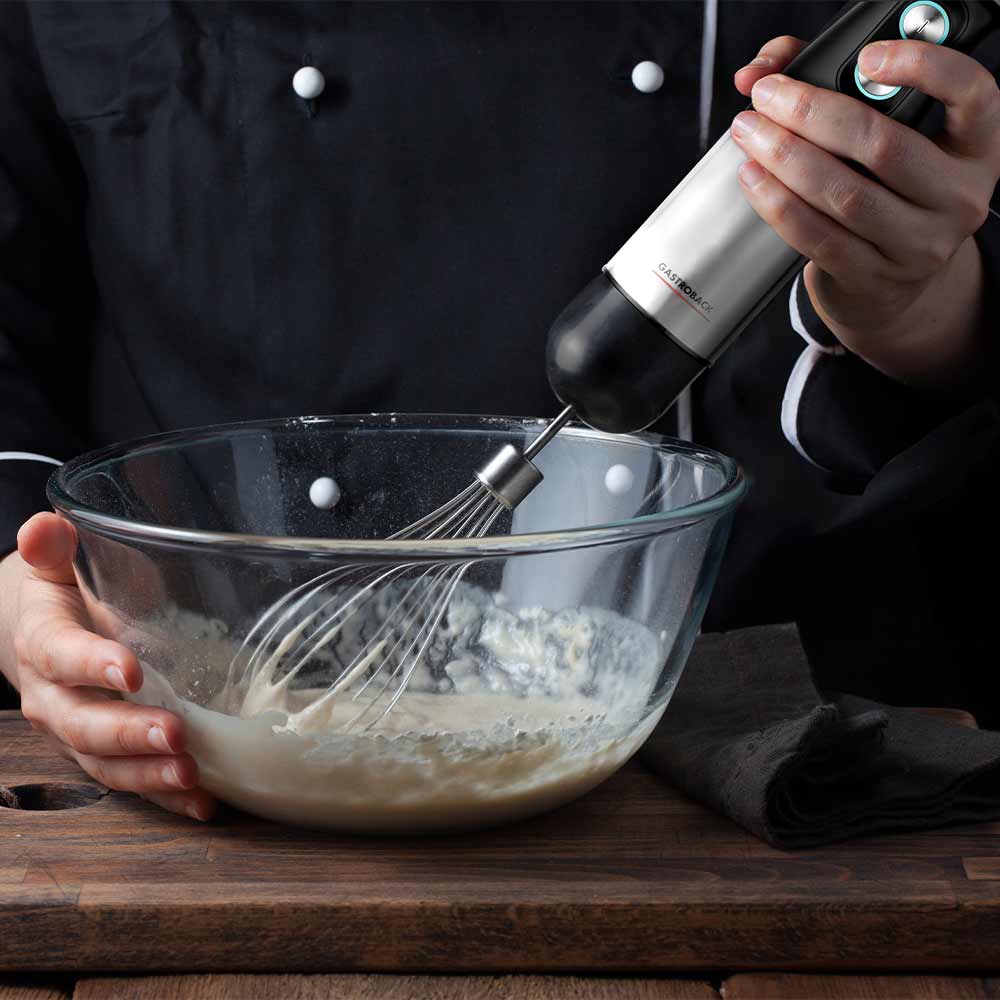 Blender de mana si accesorii, 5in1, Gastroback, 1200 W, argintiu