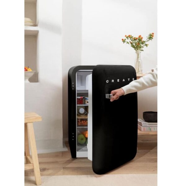 Mini frigider Retro, CREATE, 107 litri, negru/silver