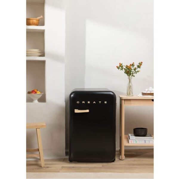 Mini frigider Retro, CREATE, 107 litri, negru/gold