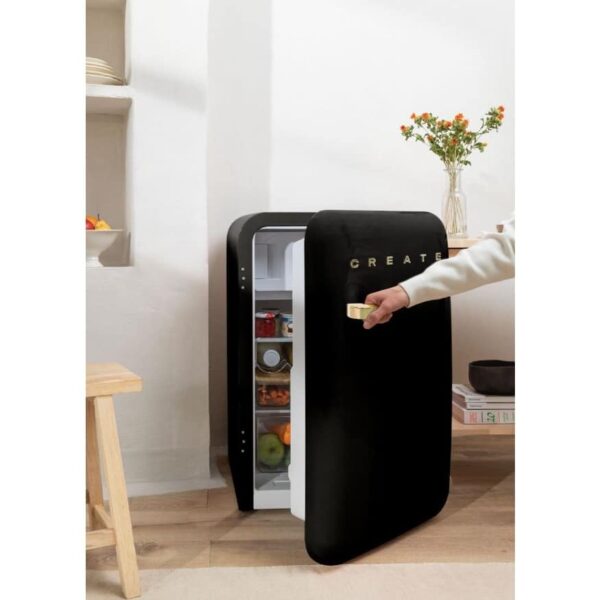 Mini frigider Retro, CREATE, 107 litri, negru/gold