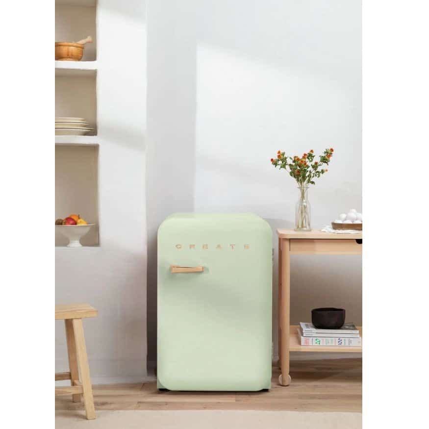 Mini frigider Retro, CREATE, 107 litri, verde pastel/gold