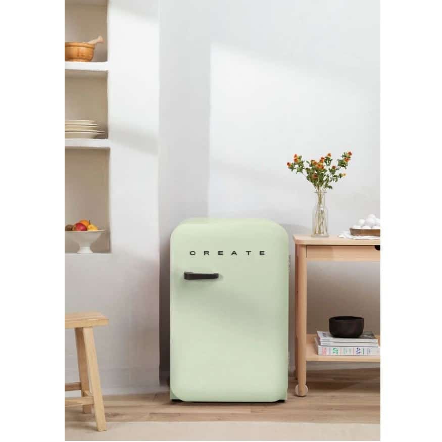 Mini frigider Retro, CREATE, 107 litri, verde pastel/negru