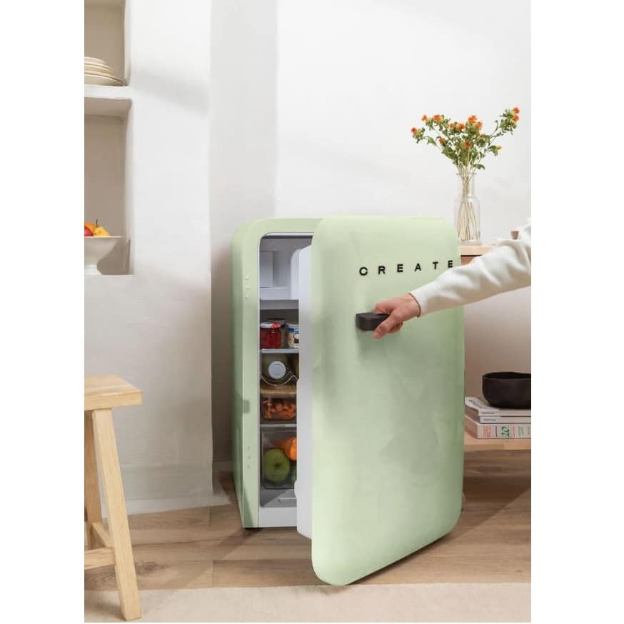 Mini frigider Retro, CREATE, 107 litri, verde pastel/negru