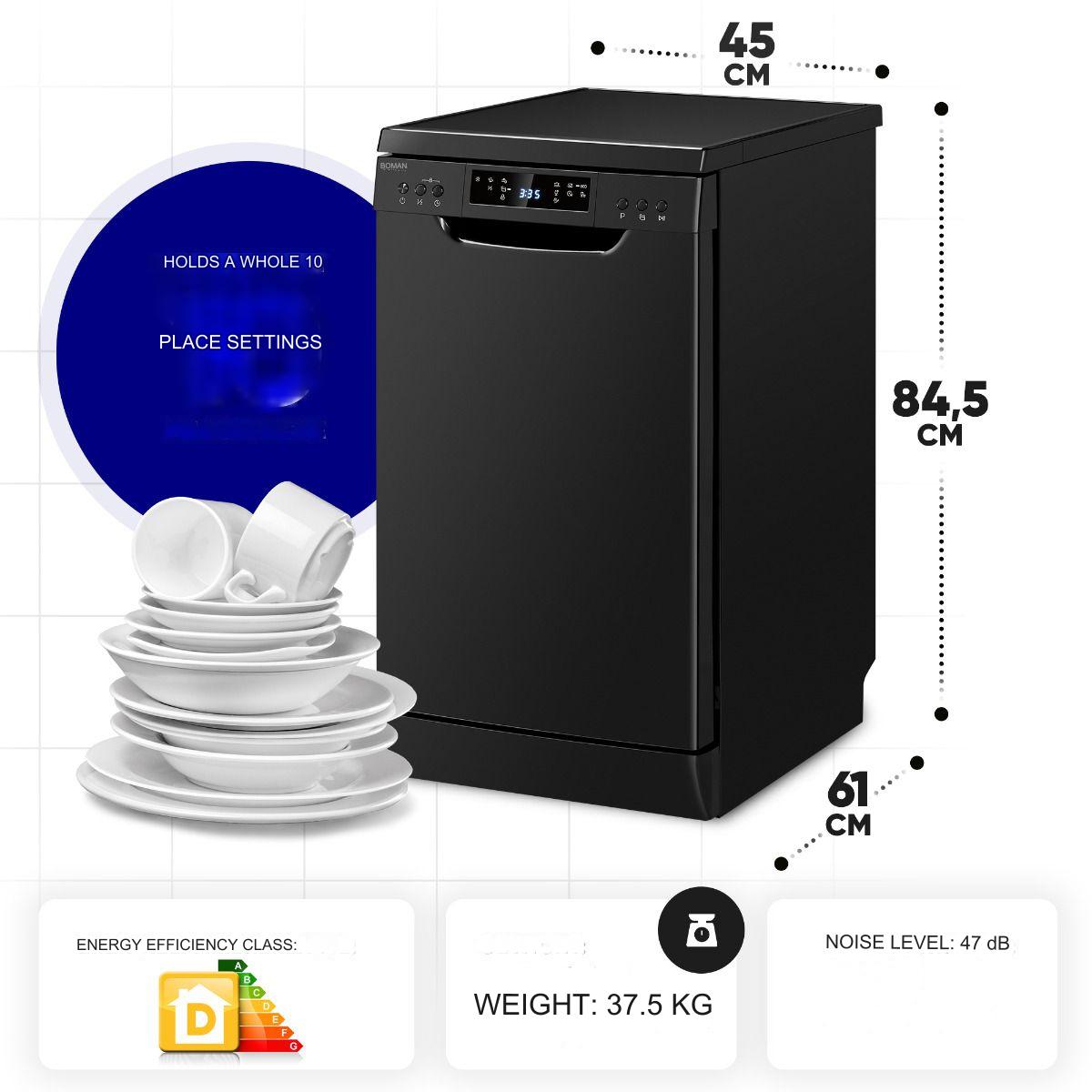 Masina de spalat vase, Bomann, GSP7418N, 10 seturi, negru