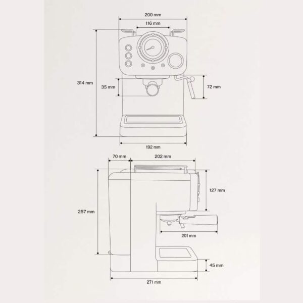 Espressor Retro semiautomat, CREATE, Thera Retro Pro, negru
