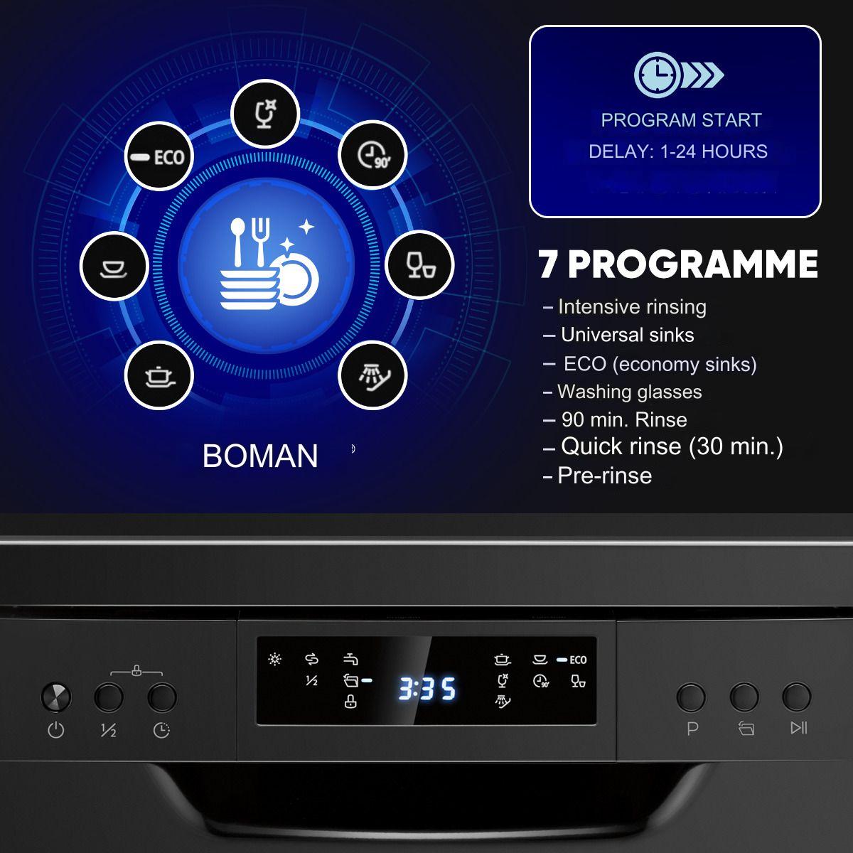 Masina de spalat vase, Bomann, GSP7418N, 10 seturi, negru