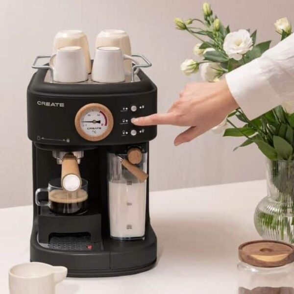 Espressor Retro semiautomat, CREATE, Thera Retro Pro, negru