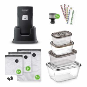 Set aparat de vidat portabil, Caso Germany, Vacu OneTouch PRO Set, vidare uscata/umeda, antracit