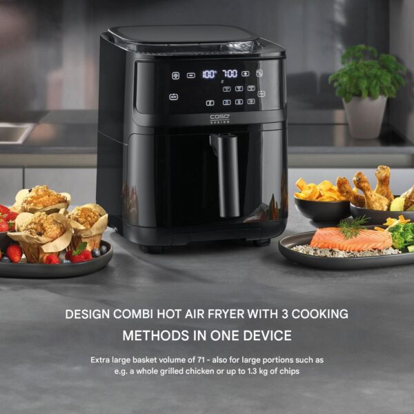 Friteuza cu aer cald Air Fryer, Caso Germany, AirFry & Steam 700, 1700 W, 7 litri, negru