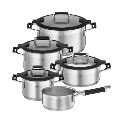 Set vase de gatit, otel inoxidabil, 5 piese, Rosle, Silence Pro