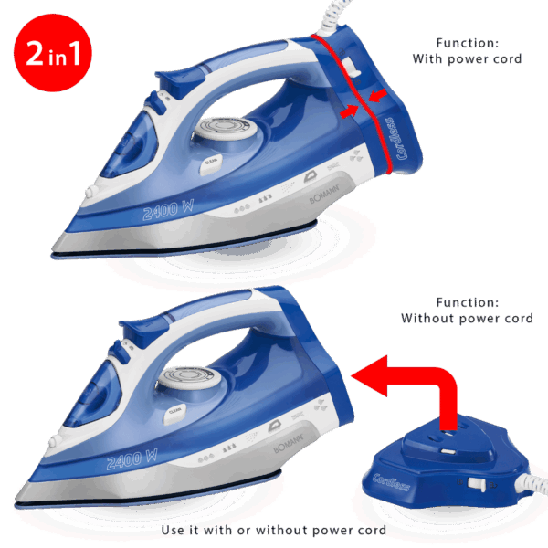 Fier de calcat, Bomann, DB6006CB, 2400 W, 350 ml, albastru