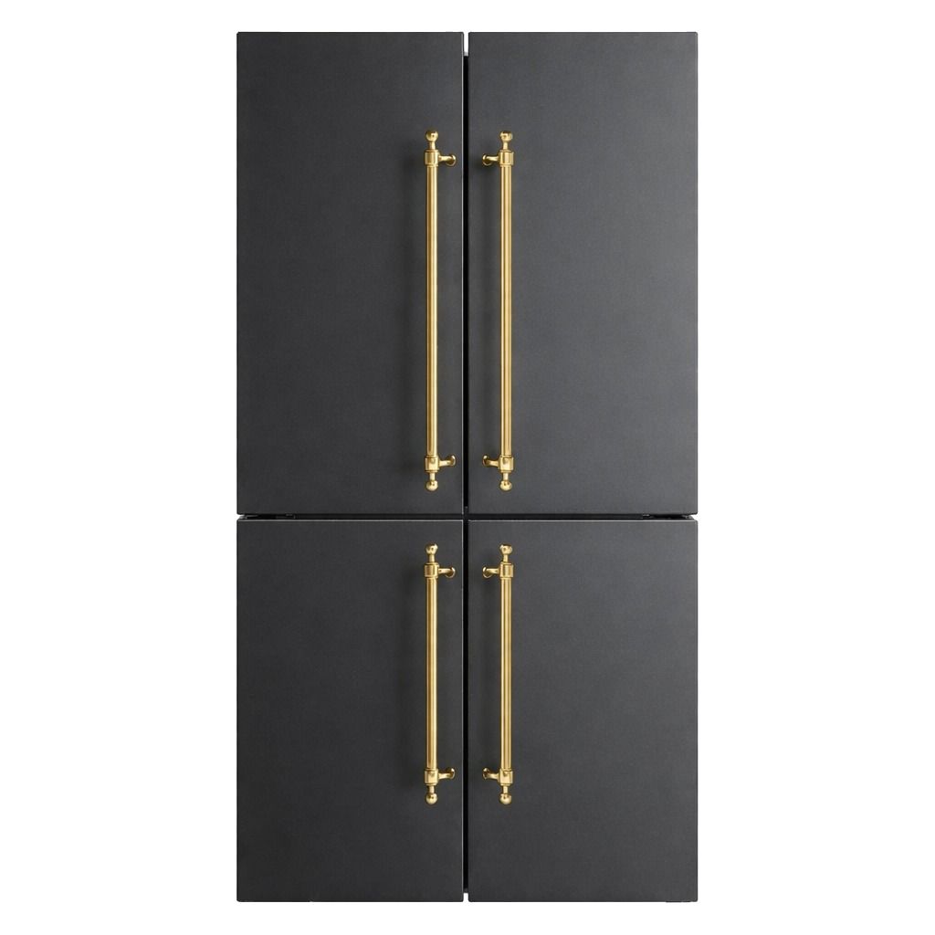 Frigider side by side cu 4 usi, ILVE, Nostalgie, 539 litri, gri mat/auriu, organizare versatila, functii moderne