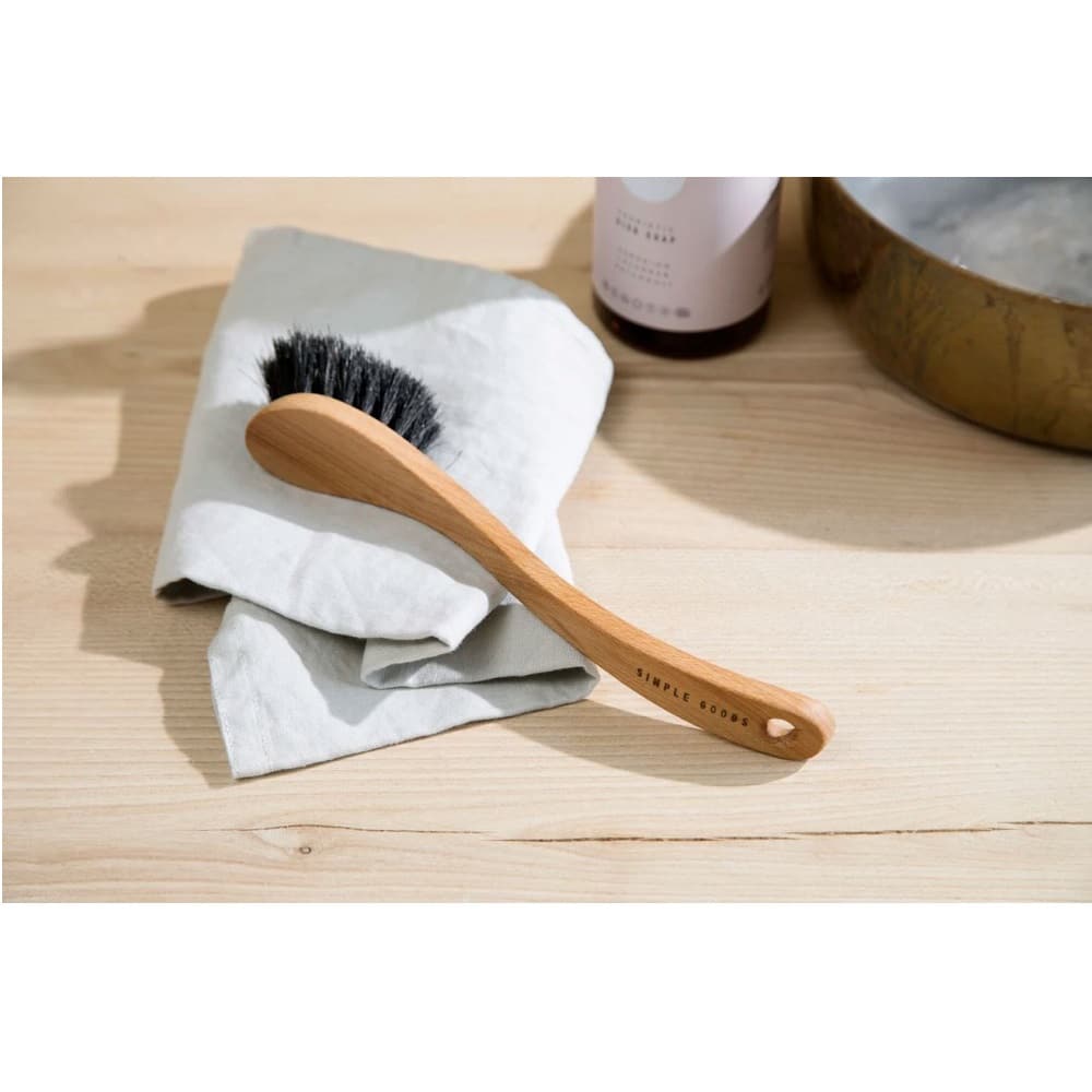 Perie pentru curatarea vaselor, Simple Goods, negru/lemn natur
