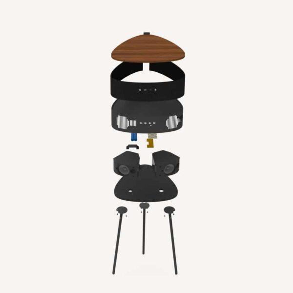 Masuta de cafea cu boxa incorporata Speaker Table 180º, CREATE, lemn natur