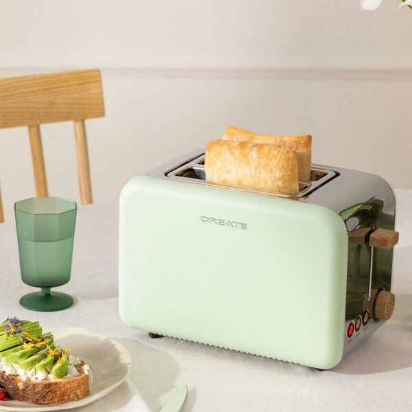 Set prajitor de paine si fierbator, CREATE, Retro, verde pastel