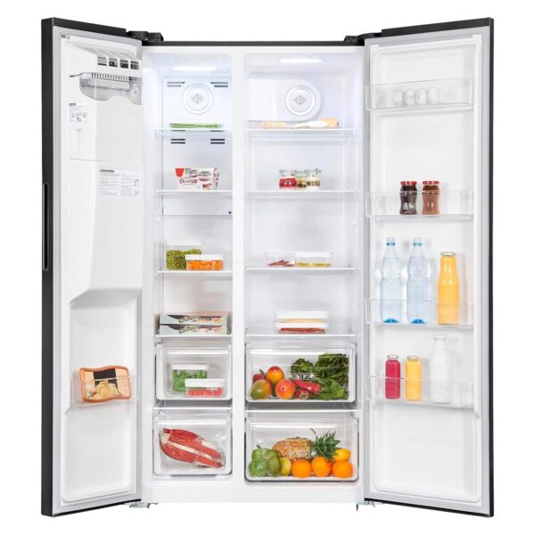 Frigider side by side, Exquisit, cu dispenser de apa, 513 litri, antracit