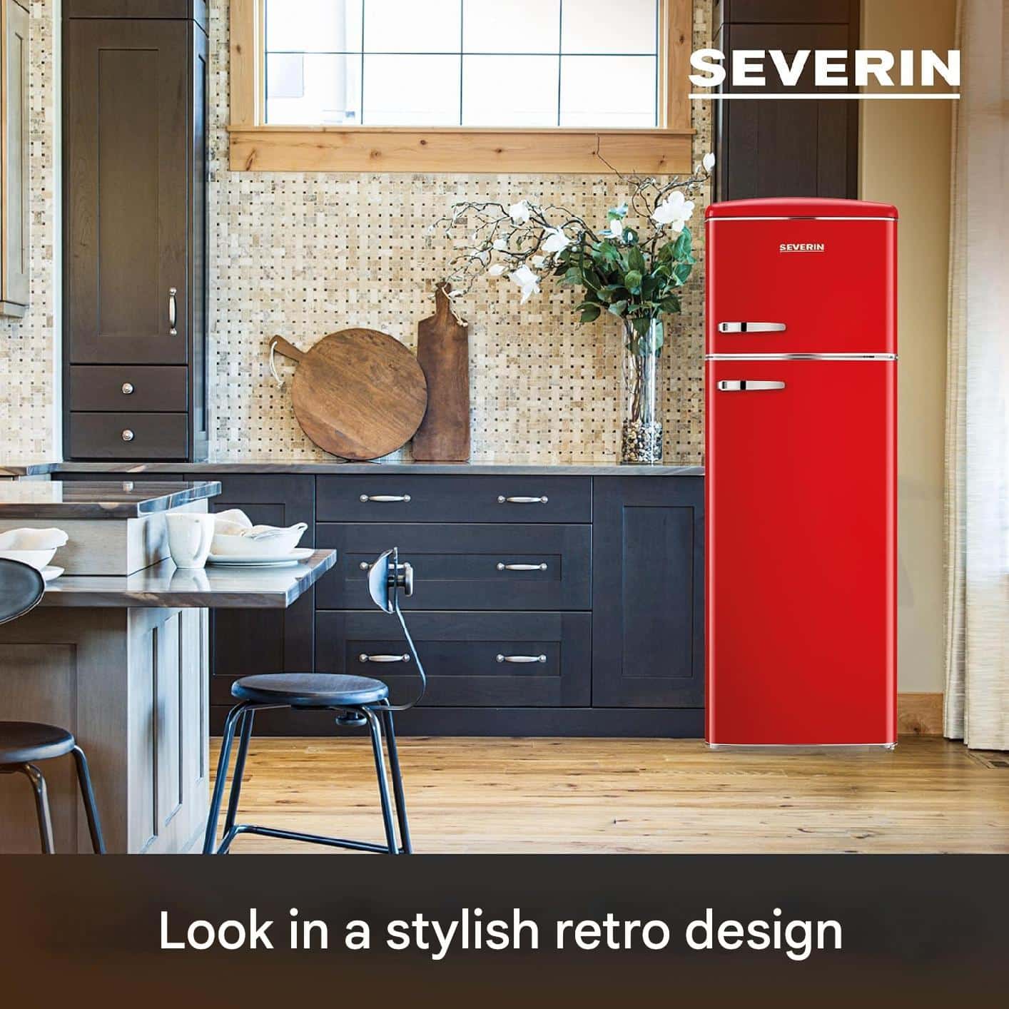 Frigider Retro, Severin, S8983, 246 litri, rosu