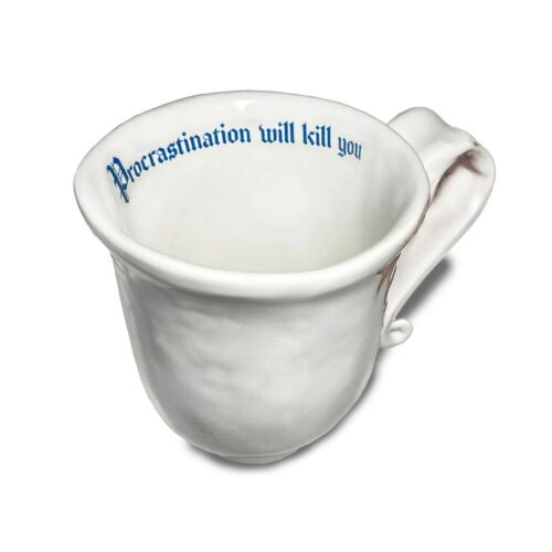 Cana ceramica, Incartato Ceramics, Procrastination, 350 ml, alb