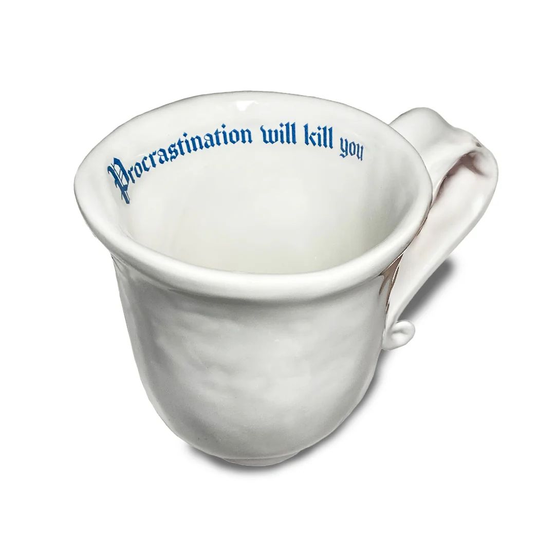 Cana ceramica, Incartato Ceramics, Procrastination, 350 ml, alb