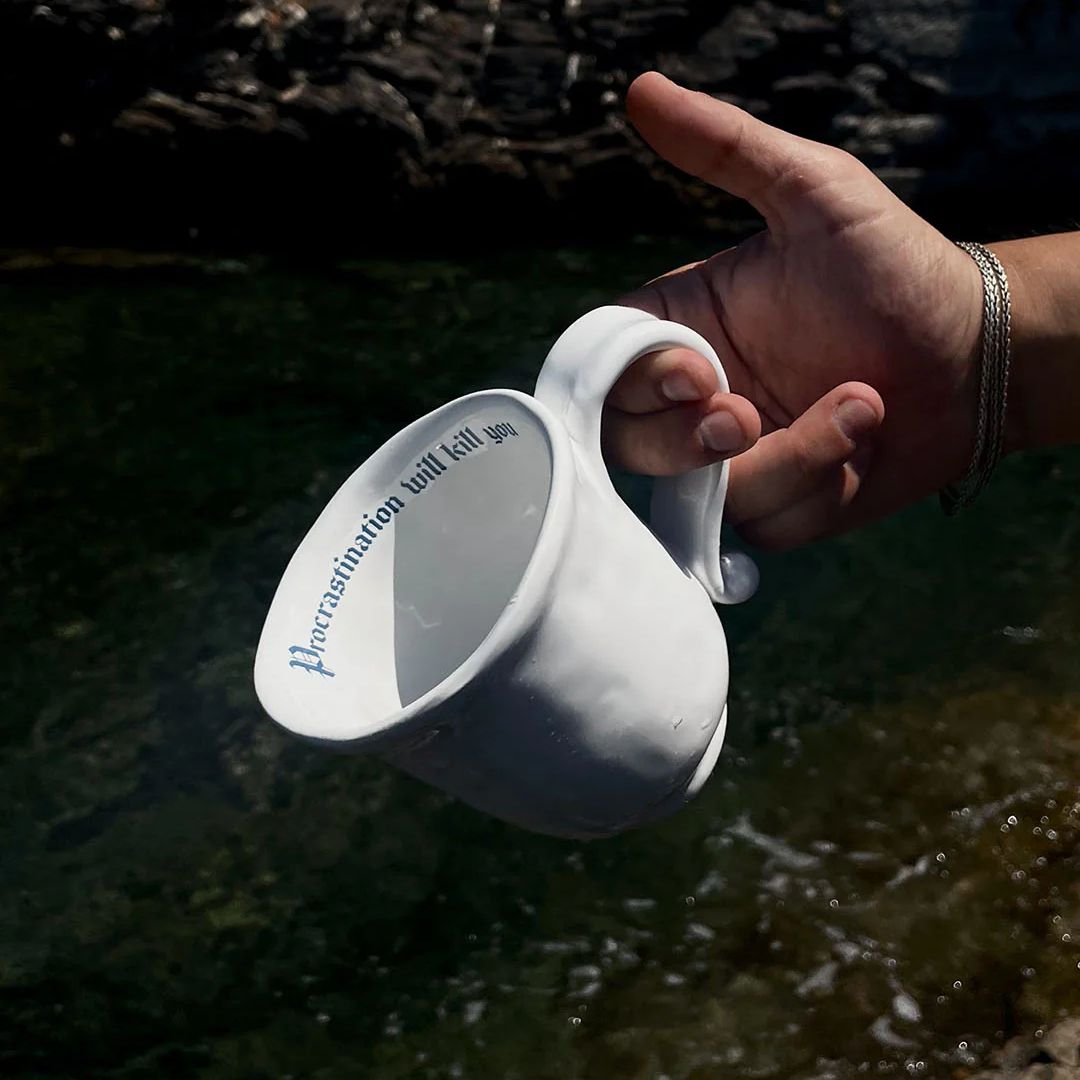 Cana ceramica, Incartato Ceramics, Procrastination, 350 ml, alb