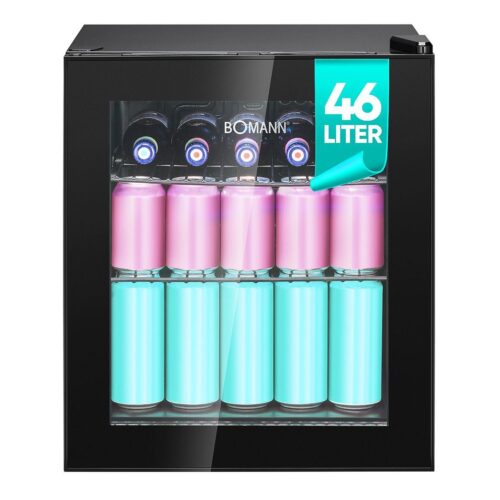 Minibar tip vitrina, Bomann, KSG7291N, 46 litri, negru