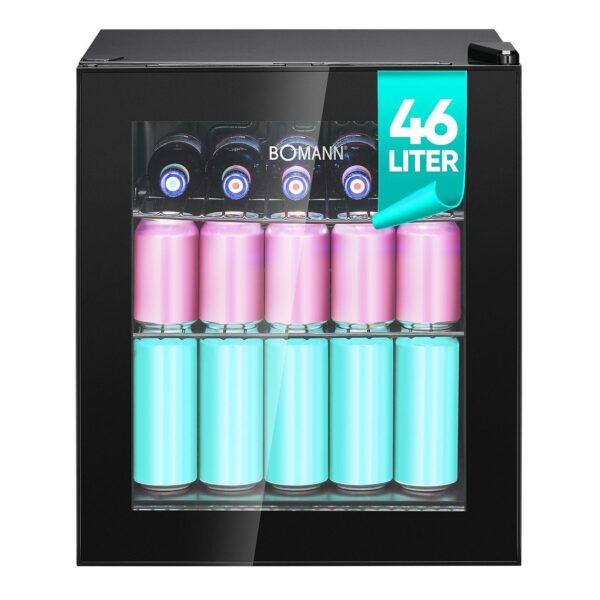 Minibar tip vitrina, Bomann, KSG7291N, 46 litri, negru