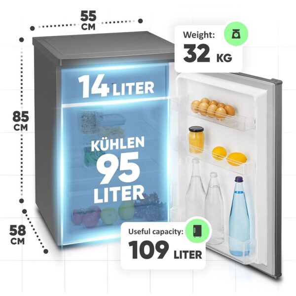 Mini frigider, Bomann, KS7251IX, 109 litri, inox