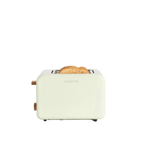 Prajitor de paine, CREATE, Retro, 2 felii, verde pastel