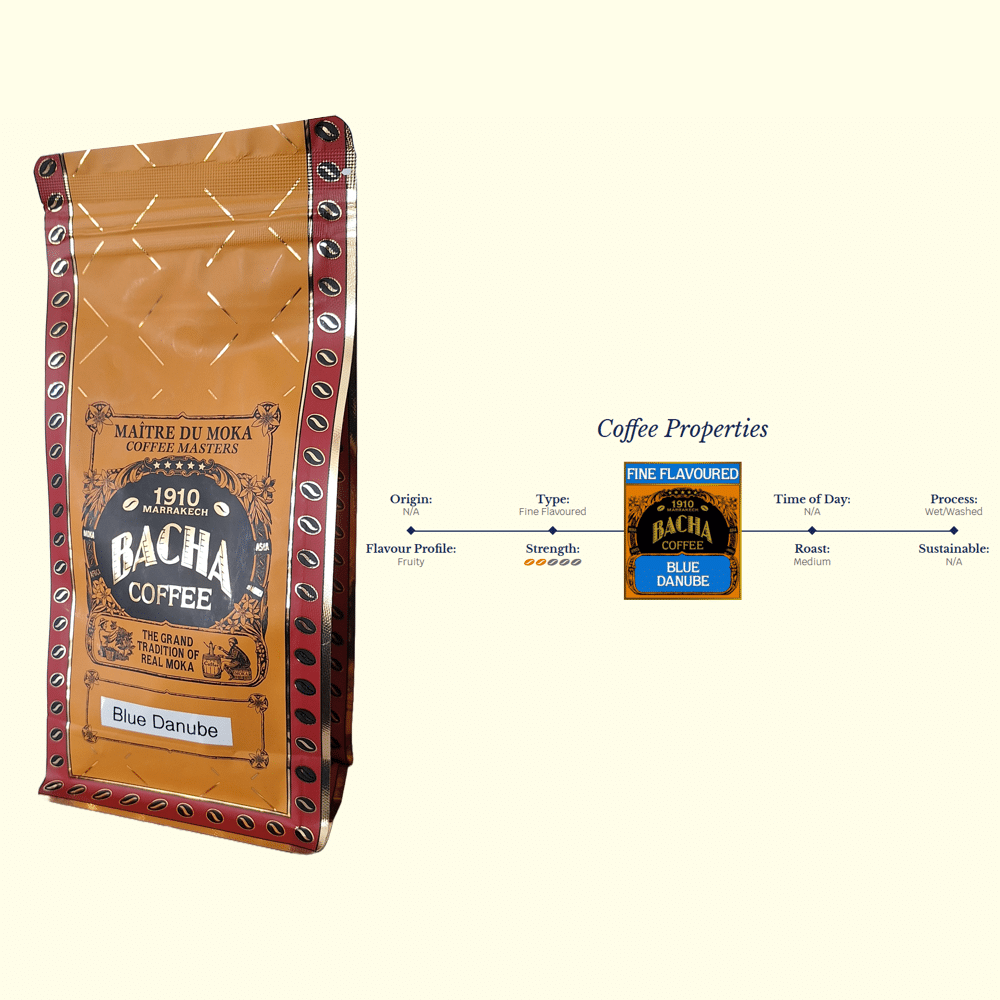 Cafea boabe premium 100% Arabica, Bacha Coffee, Blue Danube, 250 g
