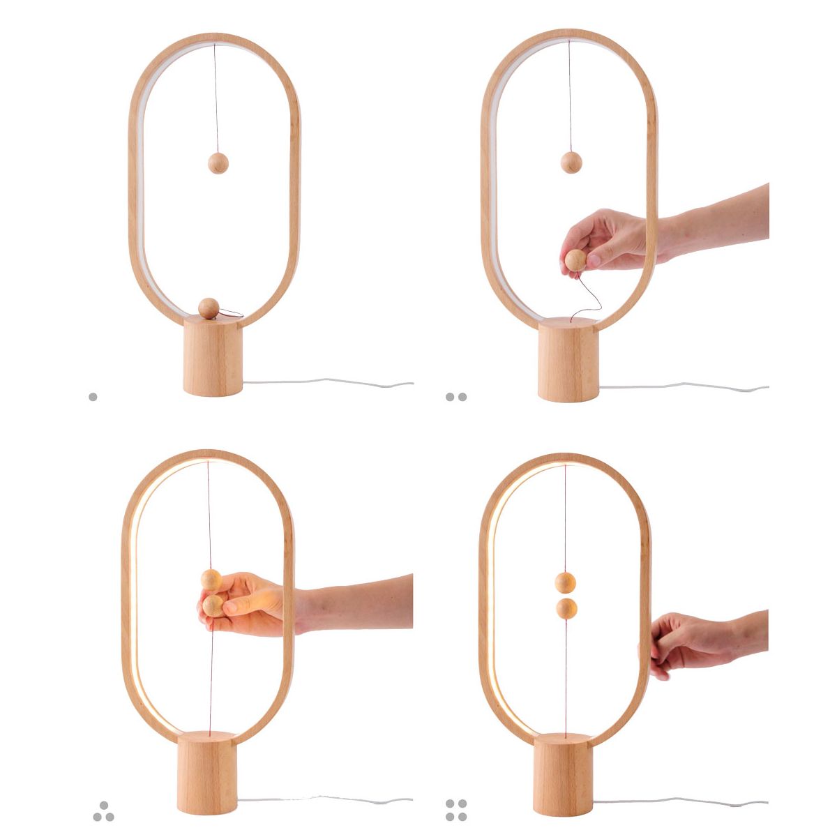 Lampa LED cu levitatie magnetica, Allocacoc, Ellipse Heng, lemn natur