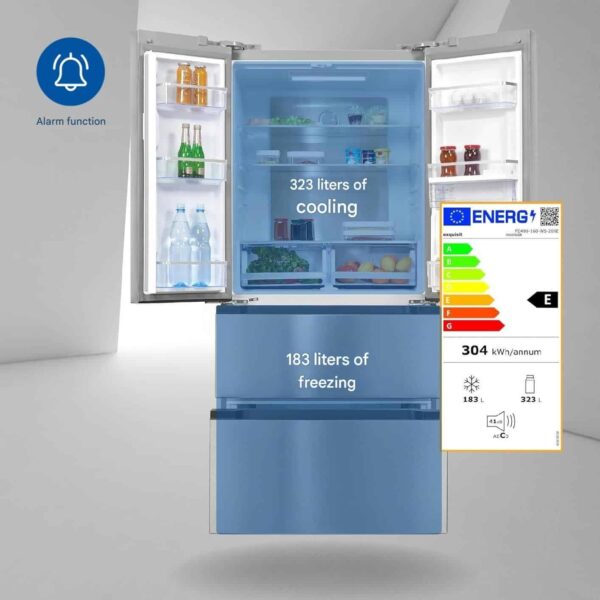 Frigider side by side cu dozator de apa, Exquisit, French Door, 506 litri, inox