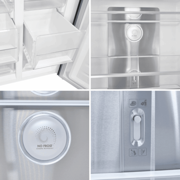 Frigider side by side Exquisit, Full No Frost, 421 litri, inox