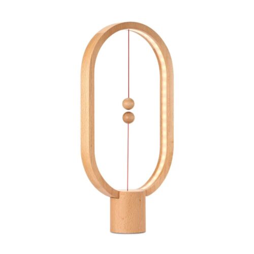 Lampa LED cu levitatie magnetica, Allocacoc, Ellipse Heng, lemn natur