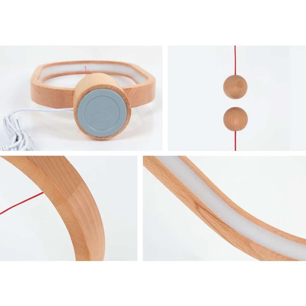 Lampa LED cu levitatie magnetica, Allocacoc, Ellipse Heng, lemn natur