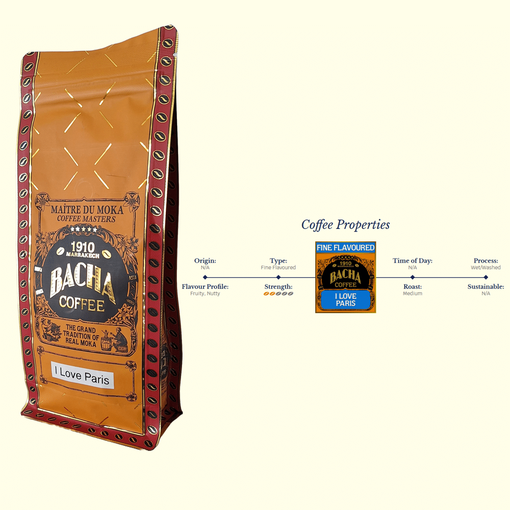 Cafea boabe premium 100% Arabica, Bacha Coffee, I Love Paris, 250 g