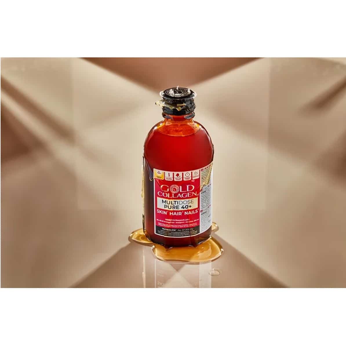 Superdoza colagen marin lichid hidrolizat pentru imunitate, piele, par si unghii, Gold Collagen PURE 40 +, 300 ml