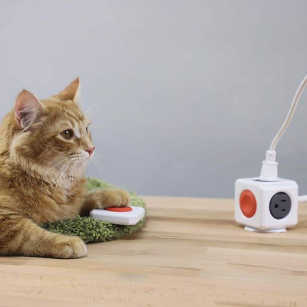 Prelungitor cubic cu telecomanda, Powercube by Allocacoc, 4 prize, 1.5 m, alb/gri