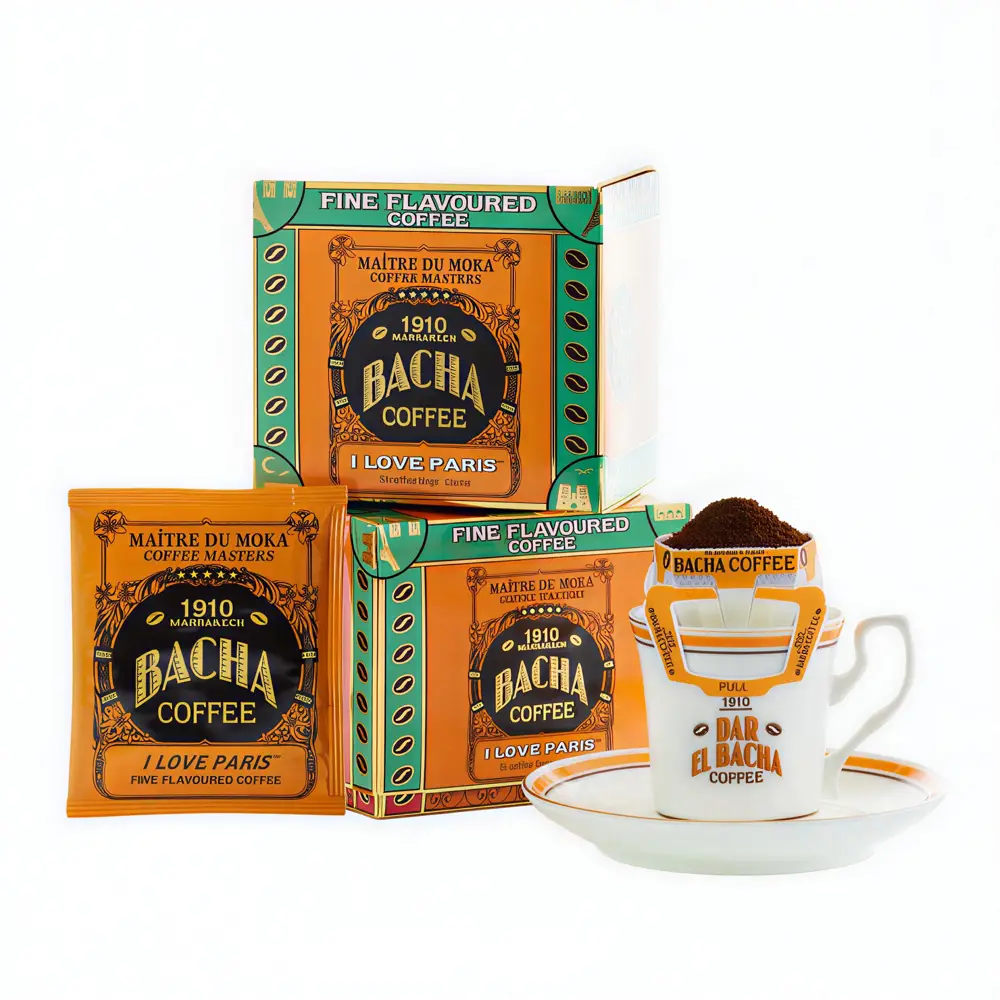 Set 12 plicuri cafea premium 100% Arabica, Bacha Coffee, I love Paris, pentru pour over/drip, 144 g