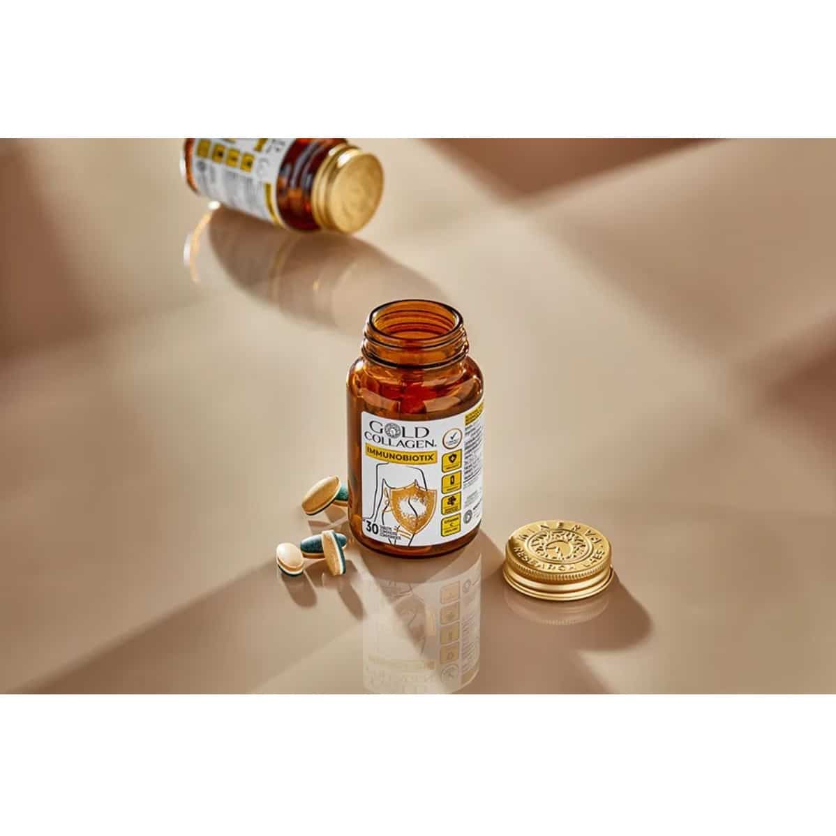 Supliment alimentar pentru imunitate si sanatate intestinala, Gold Collagen, Immunobiotix, 30 capsule