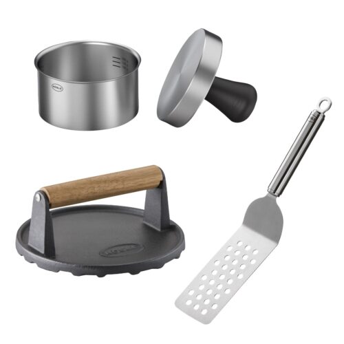 Set 3 ustensile pentru burgeri, Rosle, Barbecue Burger, inox