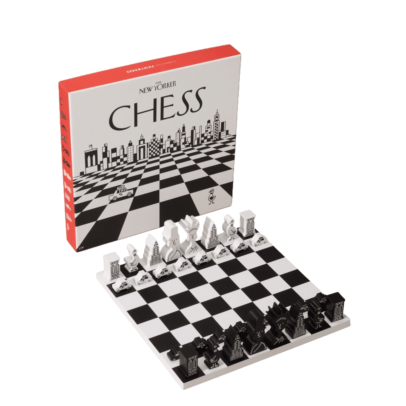 Joc de sah Chess NY, Printworks x The New Yorker, Editie Limitata, negru/alb