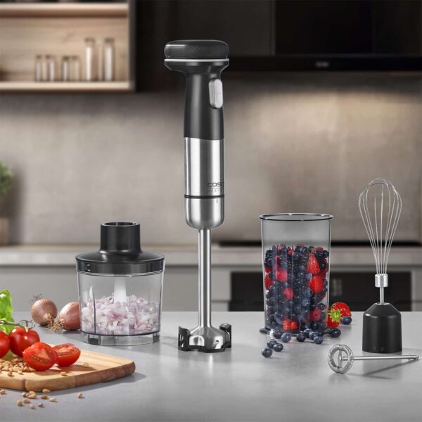 Blender de mana fara fir si accesorii, Click & Mash, Caso Germany, Click Series, negru