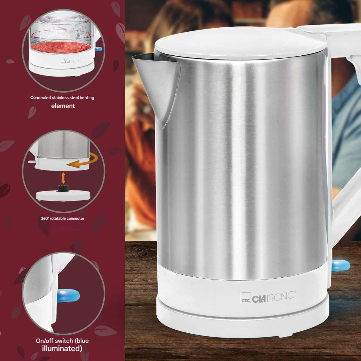 Fierbator apa, Clatronic, 1.5 litri, 2200 W, alb