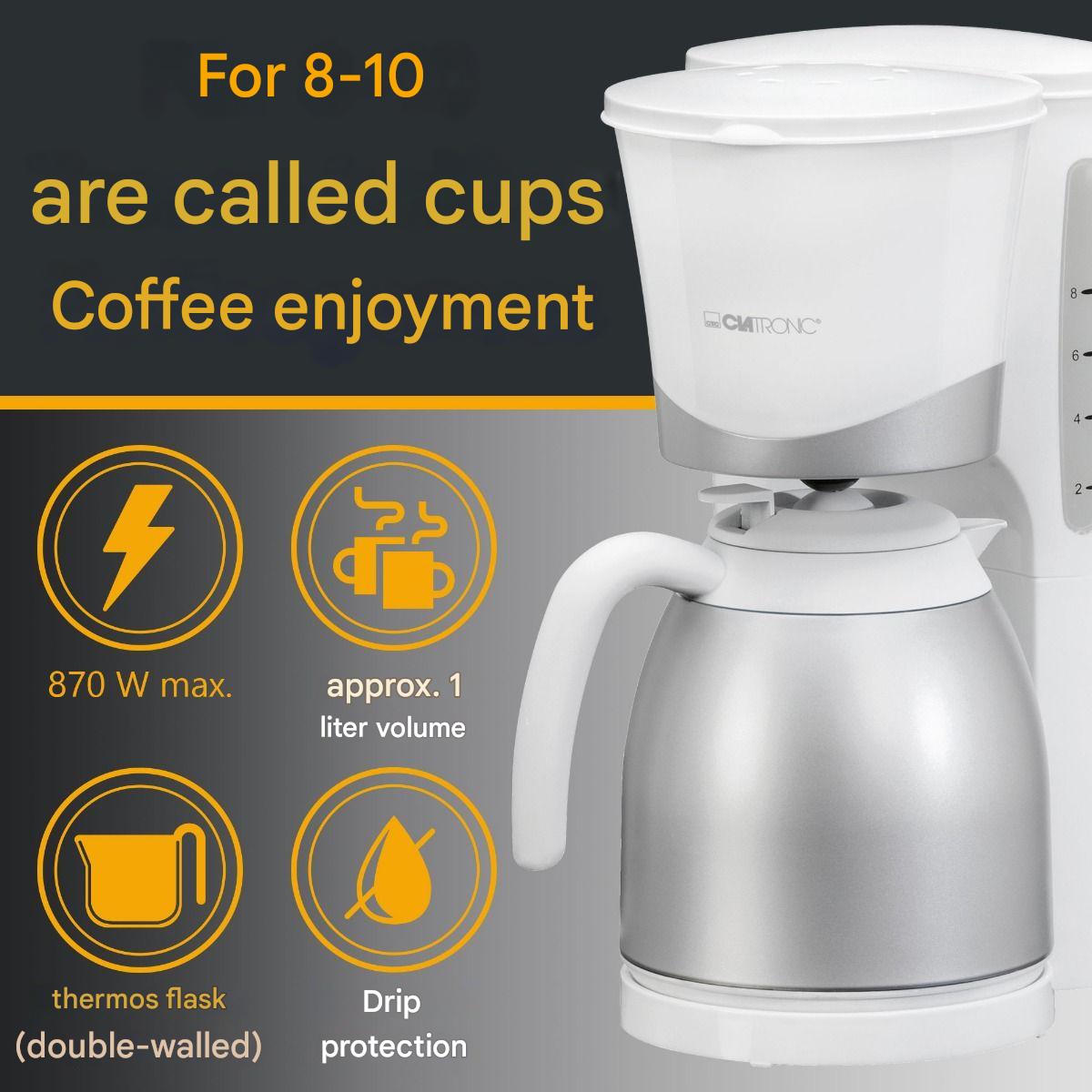 Cafetiera, Clatronic, KA3327W, 8 cani, alb