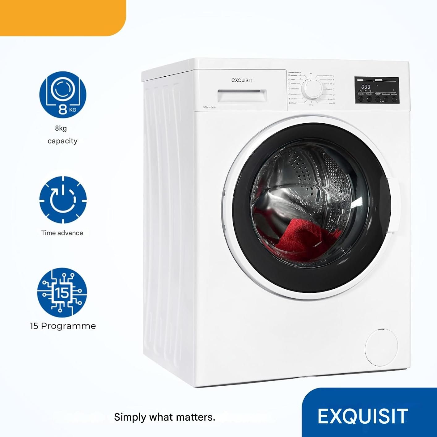 Masina de spalat rufe cu uscator, Exquisit, 9 kg, 1400 rpm, alb